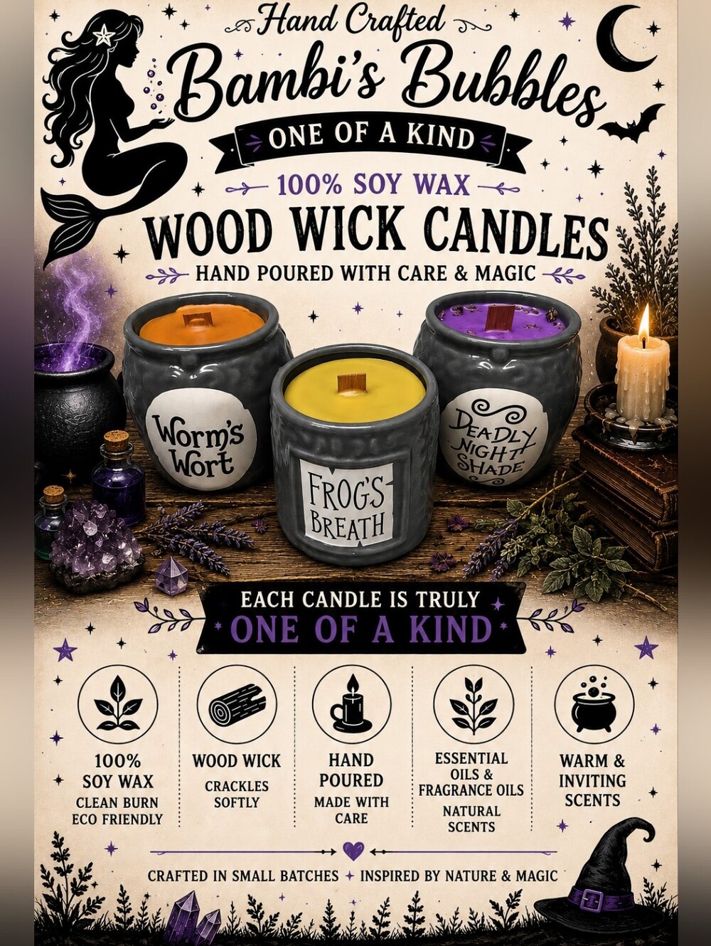 New! One Of A Kind Summer-Ween Hand Poured 100% Soy Wax Candle